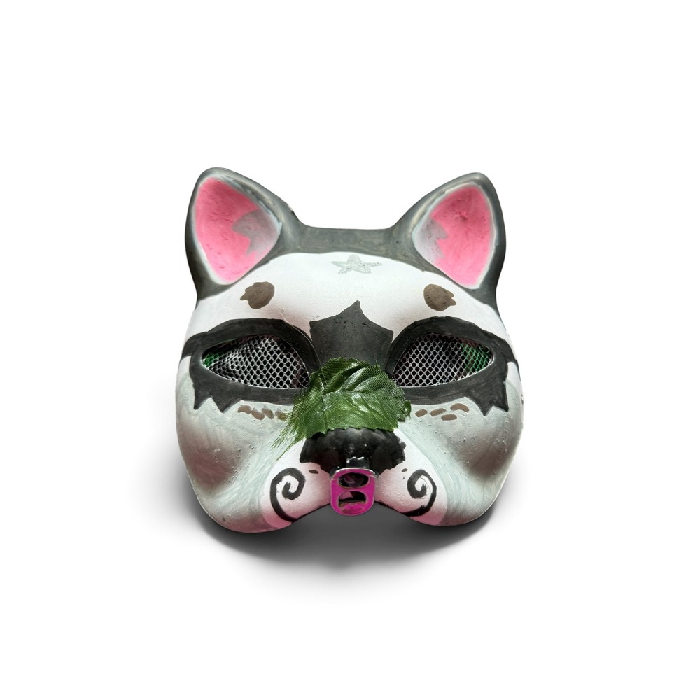 Handmade Therian racoon Mask Unisex OS White Grey Pink Custom DIY Punk Cosplay